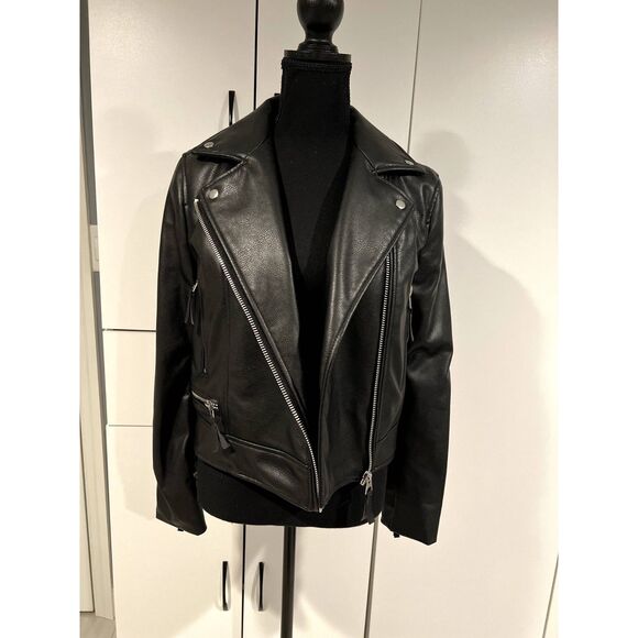 H&M faux leather moto riding jacket . size XS - Picture 6 of 12